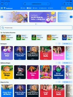 Área de bingo do aplicativo