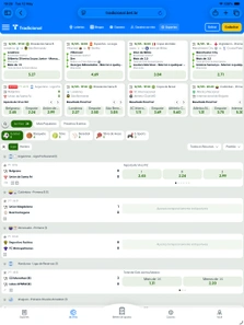 Partidas e apostas esportivas no aplicativo Tradicional